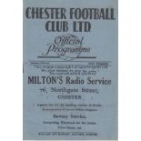 CHESTER / YORK Programme Chester City v York City 28th December 1946. Light rusting at staple. No