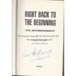 JIMMY ARMFIELD AUTOGRAPH Book "Right Back To The Beginning" signed autobiography issued in 2004 with
