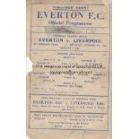 EVERTON Single sheet programme Everton v Liverpool 9th October 1943 War League. Small piece