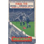 1952 FA CUP FINAL Programme for Arsenal v Newcastle Utd., staples removed and vertical crease.