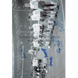 ENGLAND WORLD CUP 1966 AUTOGRAPHS A 12" X 8" b/w photograph of England lining up to play France at