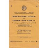 BRIGHTON 4 Page programme , Saturday Football League X1 v Brighton Friendly match at Springfield,