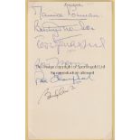 ENGLAND 64-5 Page of autographs signed by six England players, Norman, Thomson, Venables, Flowers,