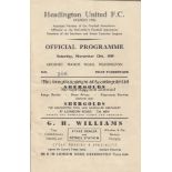 HEADINGTON Programme Headington United v Exeter City Reserves 12th November 1949. Horizontal fold.