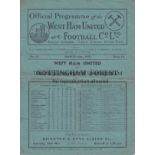 WEST HAM - NOTTM FOREST 1938 West Ham home programme v Nottingham Forest, 19/3/1938, folds, slight