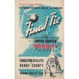 FA CUP FINAL 1946 Official Programme (Turquoise issue) Charlton Athletic v Derby FA Cup Final