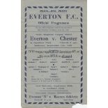 EVERTON Single sheet programme Everton v Chester 13th September 1941 North Regional League. Small