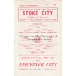 LEAGUE CUP FINAL 1963/4 STOKE CITY V LEICESTER CITY Programme for the 1st leg at Stoke 15/4/1964.
