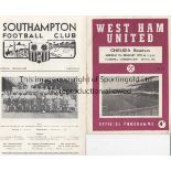 CHELSEA RES Two away programmes for Chelsea Reserves at Southampton 4/5/63 and at West Ham 7/2/59 (