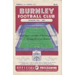 BURNLEY / CHELSEA Programme Burnley v Chelsea 31st August 1954 . Chelsea Championship season.