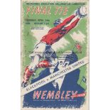 FA CUP FINAL Programme Blackpool v Manchester United FA Cup Final 24th April 1948. Rusty staples.