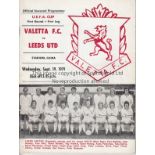 VALETTA - LEEDS 1979 Official programme, Valetta v Leeds, 19/9/79, UEFA Cup, 84 page programme.