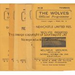 WOLVES RESERVES 45-6 Six Wolves Reserves home programmes, 45/6, v Liverpool Reserves,(creased),