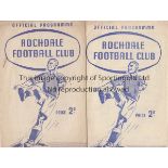 ROCHDALE 2 Rochdale home programmes both gatefold v York 1948/49 (score/scorers) and Doncaster