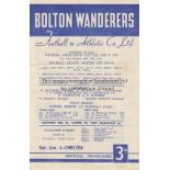 BOLTON / CHELSEA Programme Bolton Wanderers v Chelsea 1st January 1955 . Chelsea Championship