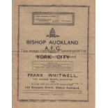 BISHOP AUCKLAND - YORK CITY 1950 Bishop Auckland home programme v York City, 25/11/50, FA Cup 1st