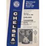 LEAGUE CUP FINAL 1964/5 CHELSEA V LEICESTER CITY Programme for the 1st leg at Chelsea. Good