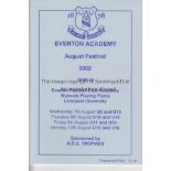 ACADEMY TOURNAMENT 2002 Scarce Everton Academy August Festival programme , August 7th-12th 2002,