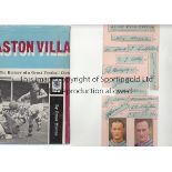 ASTON VILLA Interesting Villa collection comprising rare First Edition of book "Aston Villa" by