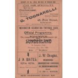 WORKINGTON / SUNDERLAND 4 Page card programme Workington v Sunderland Reserves North Eastern