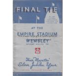 1935 CUP FINAL Official programme, 1935 Cup Final, Sheffield Wednesday v West Brom, vertical fold on