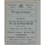 CAMBRIDGE - WATFORD O.B. 1925 Cambridge Town home programme v Watford Old Boys, 26/12/1925, small