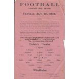 DULWICH - WIMBLEDON 1922 Dulwich Hamlet home programme v Wimbledon, 6/4/1922, Isthmian League,