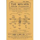 WOLVES - CREWE 45 Wolves home programme v Crewe, 13/1/45, slight fold. Good