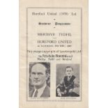 MERTHYR Programme Hereford United v Merthyr Tydfil Southern League 27th December 1947. Score, team