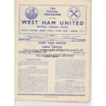 WEST HAM 50-51 Ten West Ham home League programmes, 50-51, v Leeds, Blackburn (tape marks),
