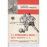 1964 EUROPEAN CUP FINAL Official programme, 1964 European Cup Final, Inter Milan v Real Madrid, 27/