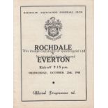 ROCHDALE / EVERTON Pocket size programme Rochdale v Everton Lancs Senior Cup 1st round, 25/10/61