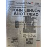 JOHN LENNON Liverpool Echo dated 9th December 1980 with the headlines "John Lennon Shot Dead".