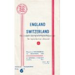 ENGLAND Home programme v Switzerland at Arsenal 1/12/1948 with team changes. Generally good