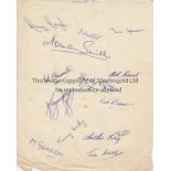 BARNSLEY 13 Barnsley autographs from the 1954/55 season on blank paper. A few tears. Fair to