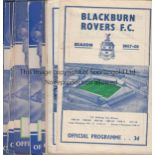 BLACKBURN A collection of 14 Blackburn Rovers home programmes from the 1950's. 6 x 1957/58 and 8 x