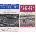 LEAGUE CUP S-F 1965/6 WEST HAM UNITED V CARDIFF CITY Programmes for both legs. At West Ham and at