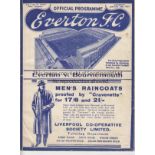 EVERTON - BOURNEMOUTH 1937 Everton home programme v Bournemouth, 16/1/1937, FA Cup, pencil score,