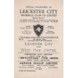 LEICESTER CITY V WEST HAM 1950 Programme for the League match at Leicester 11/3/1950, staple