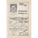 SWANSEA TOWN V WEST HAM 1953 Programme for the League match at Swansea 4/4/1953, slightly creased.