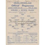 CHELSEA - CRYSTAL PALACE 42 Chelsea home programme v Crystal Palace 24/10/42, minor fold, score,