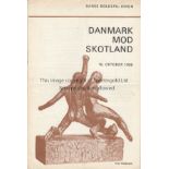 DENMARK - SCOTLAND 68 Denmark home programme v Scotland, 16/10/68, scarce issue, fold, score