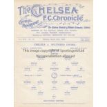CHELSEA V SOUTHEND UNITED 1924 Single sheet programme for the London Combination match at Chelsea