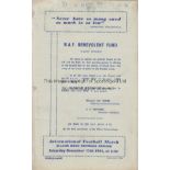 LEEDS 4 Page programme FA X1 v RAF at Elland Road, Leeds December 13th 1941. Writing on front cover.