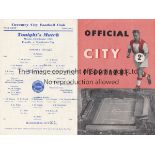 COVENTRY - MAN CITY Two Coventry City home programmes for friendlies v Manchester City, 11/11/57 (