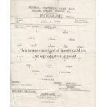 ARSENAL - WATFORD Single sheet Arsenal home programme for Youth Cup tie v Watford, 3/3/65 at