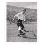 TOM FINNEY AUTOGRAPH A b/w 10" X 8" signed photograph of Finney in action for England. Hood