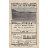 CARDIFF - WATFORD 46 Cardiff home programme v Watford, 19/1/46, Third Division South Cup, fold,