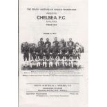 SOUTH AUSTRALIA - CHELSEA 1974 Programme, South Australia v Chelsea, 29/5/74, teams entered on