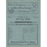 WEST HAM - CHESTERFIELD 1937 West Ham home programme v Chesterfield, 13/9/1937, slight fold,